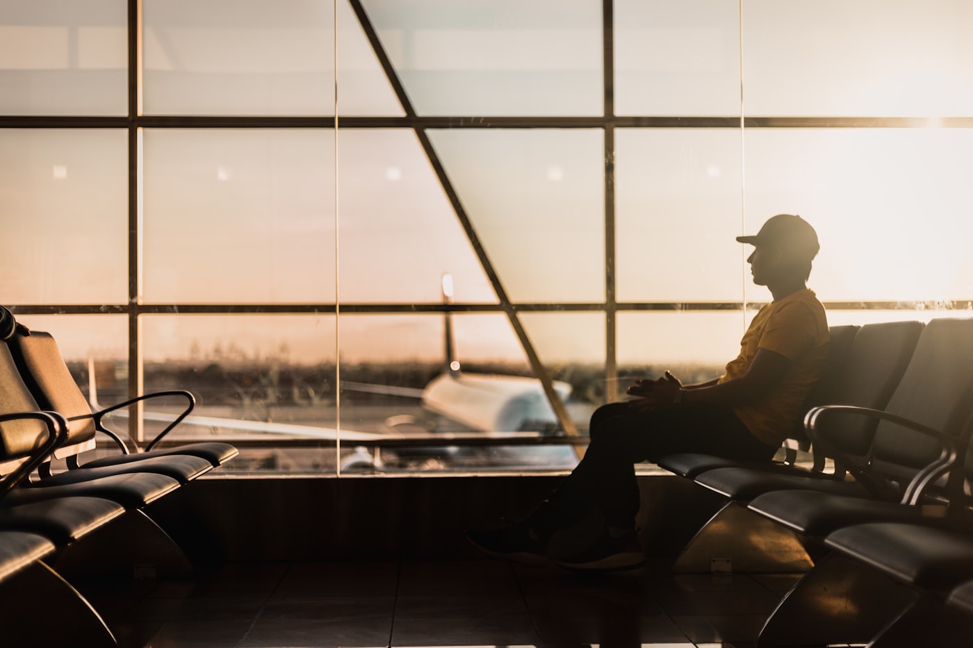 A traveller at the airport